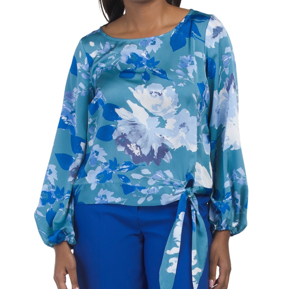 Tahari Floral Blue Women's Top
